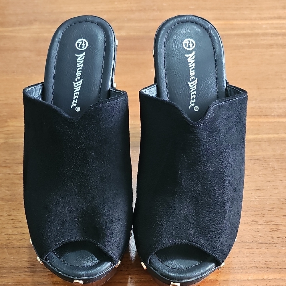 Nature Breeze Women's Black Slide Sandals
